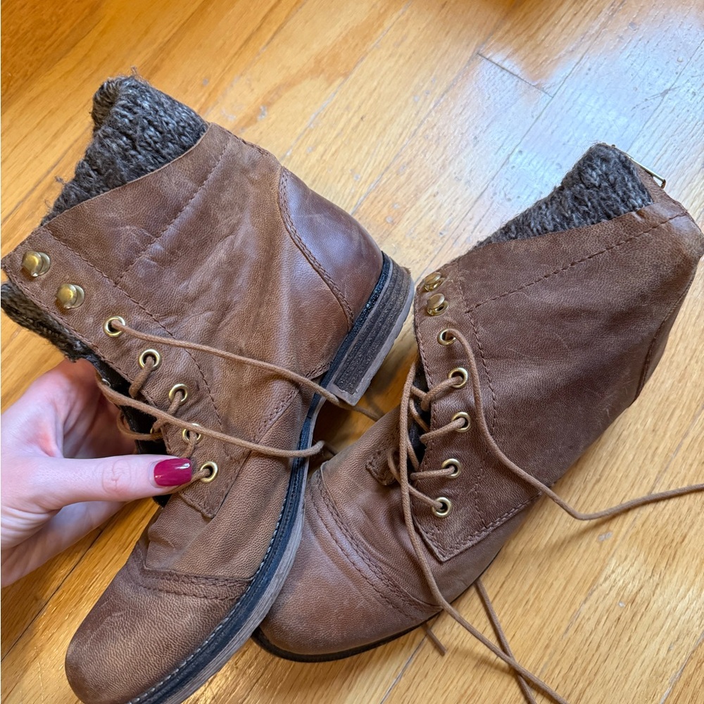 Vintage Brown Leather Ankle Boots